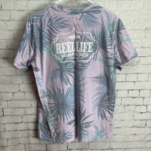 Reel life size large t shirt purple with palm print - Picture 3 of 5